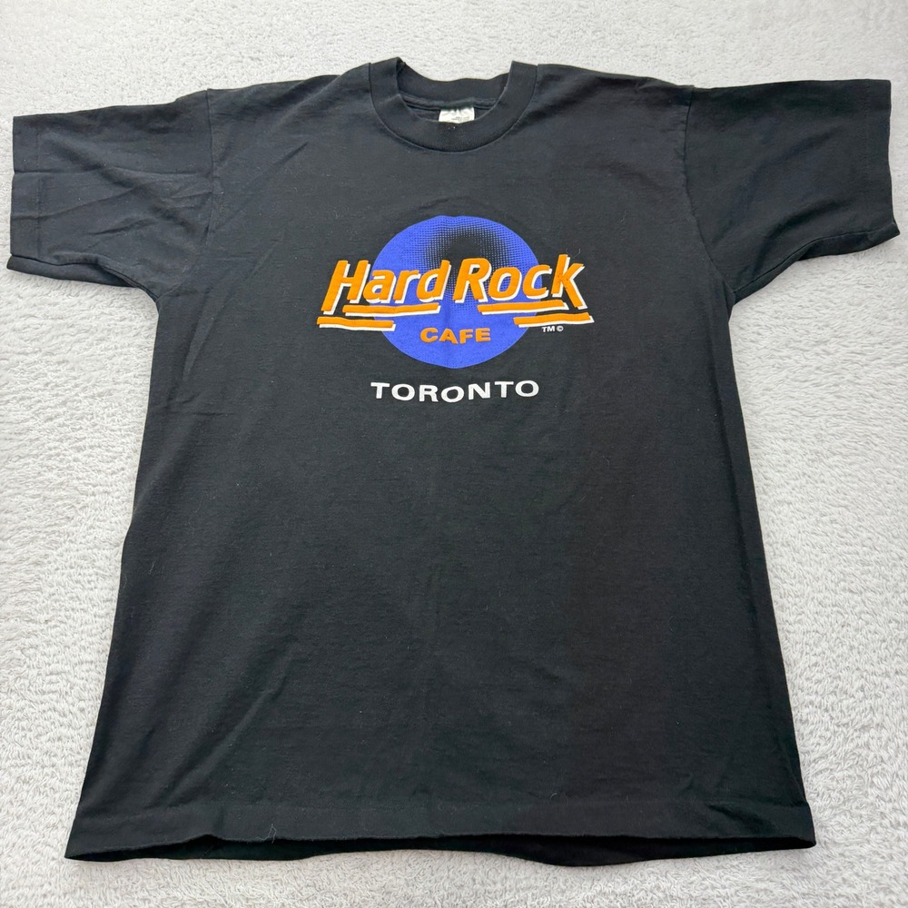 VTG Hard Rock Cafe Toronto Black T Shirt Mens Large Fruit Loom Made in Canada